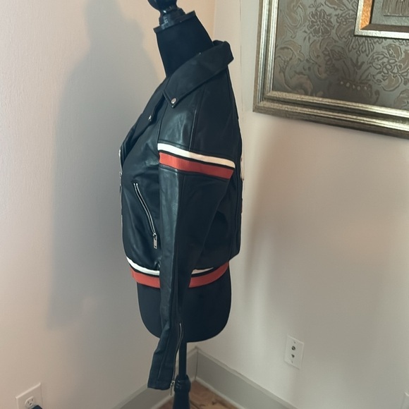 ZARA faux leather black moto bomber zip up jacket ZZ inspire others Z1975 S - Picture 6 of 8